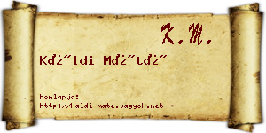 Káldi Máté névjegykártya